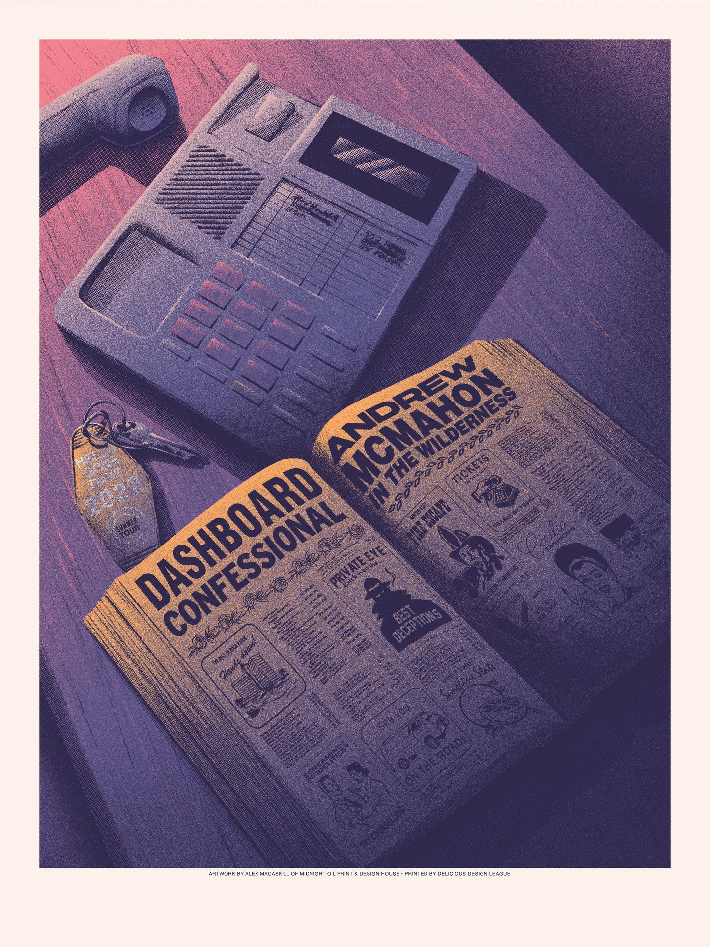 Hello Gone Days - Screen Printed Tour Poster